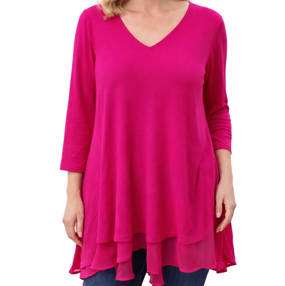 Susan Graver Pink Tunic Blouse Top sz Med. Stretch